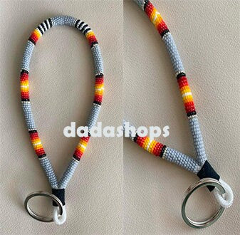 native Style beaded keychain black/silver
