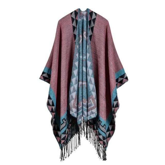 Southwest Shawl, Poncho-Native American Style Design--One Size Fits Most