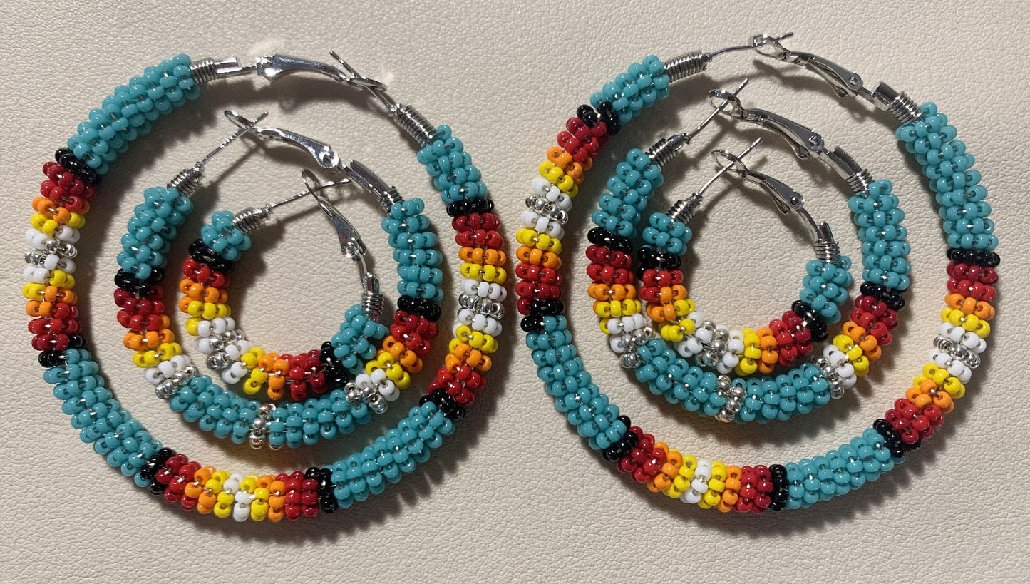 Southwest Style Beaded Boho Hoop Earrings More Colors
