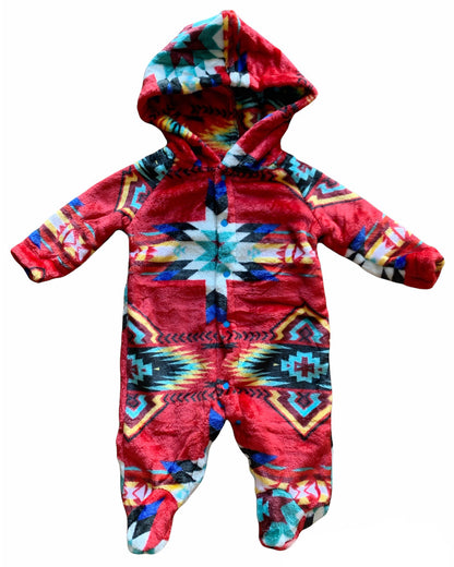 Native American Style Design Super Soft Baby Hooded one-piece