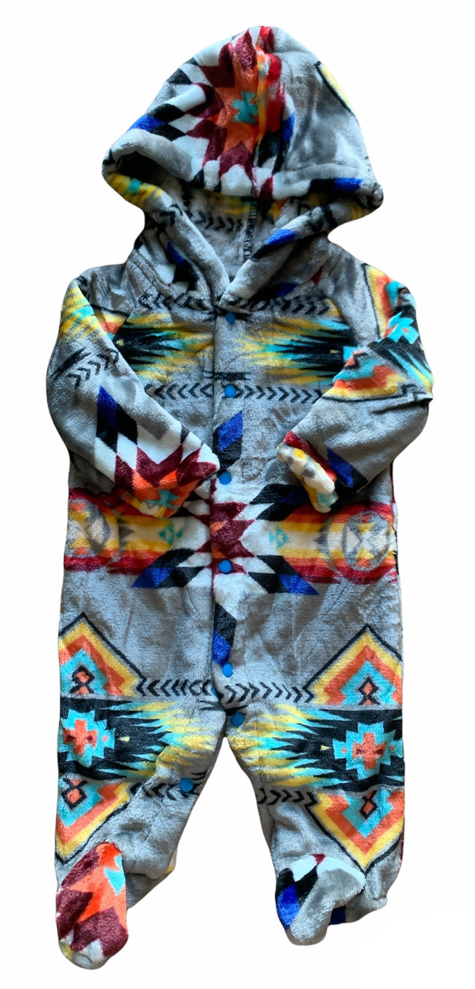 Native American Style Design Super Soft Baby Hooded one-piece