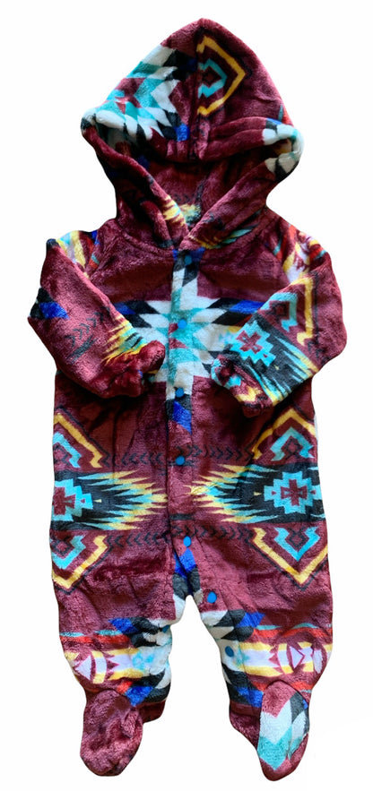 Native American Style Design Super Soft Baby Hooded one-piece