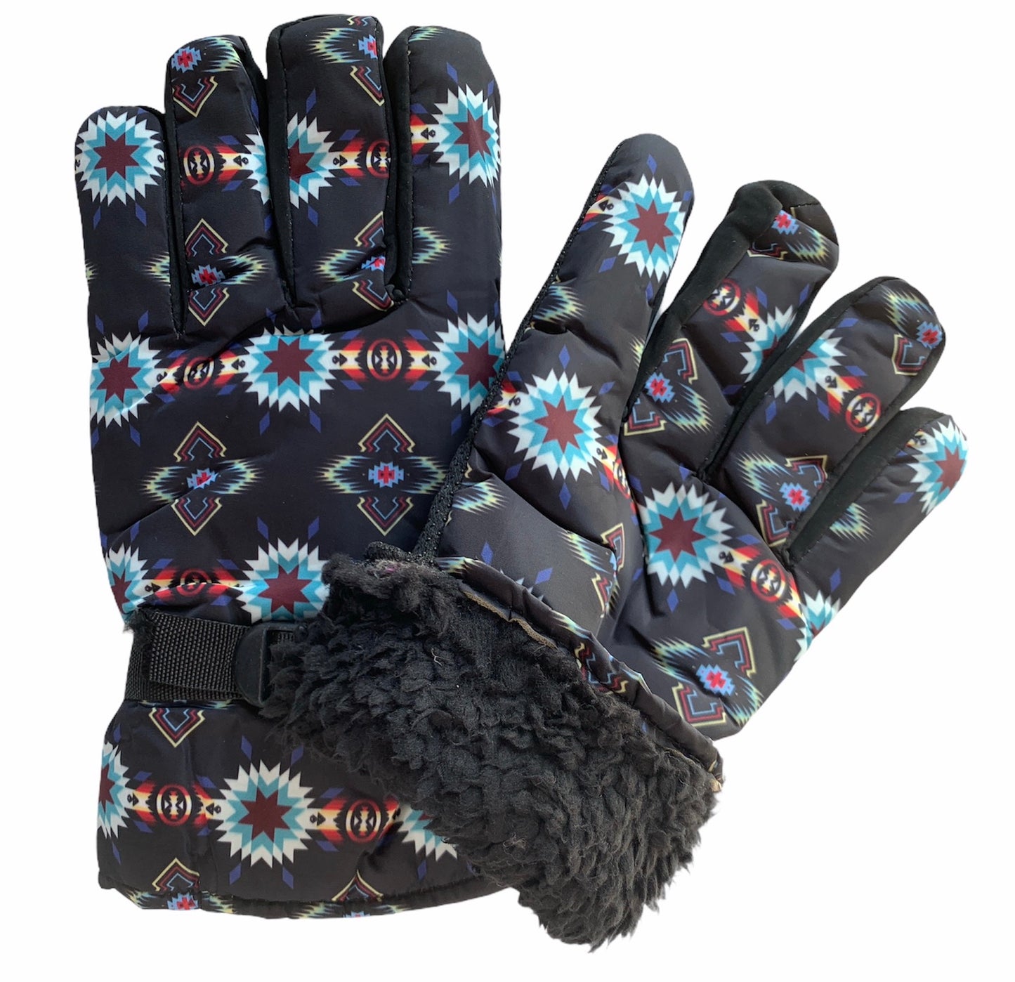 Native American Style Design Winter Outdoor Thick Waterproof Gloves