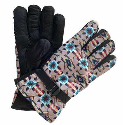 Native American Style Design Winter Outdoor Thick Waterproof Gloves