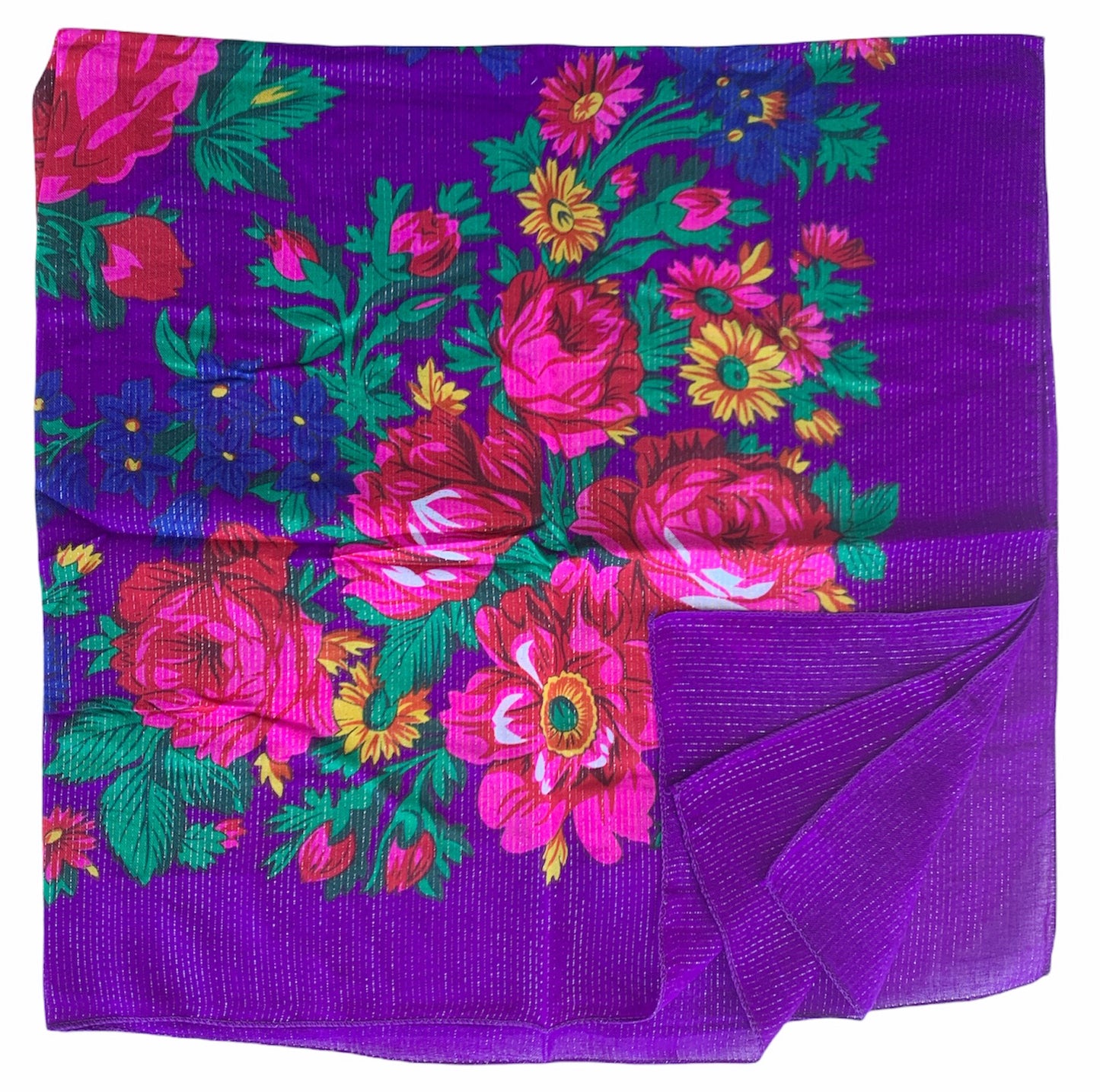 Metallic Flower Shawl ,Flower scarf.  Traditional Rose Print,  Accessories,Native American Style