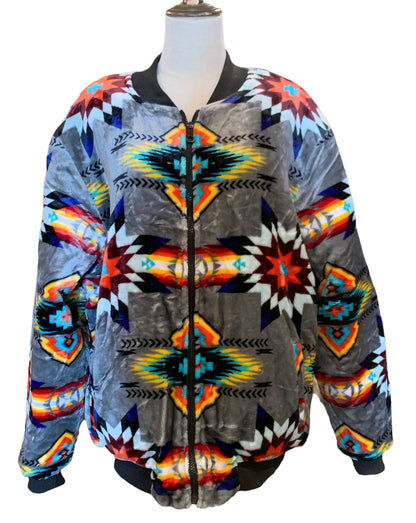 Super Soft Southwest-Inspired Native Zip-Up Bomber Jacket