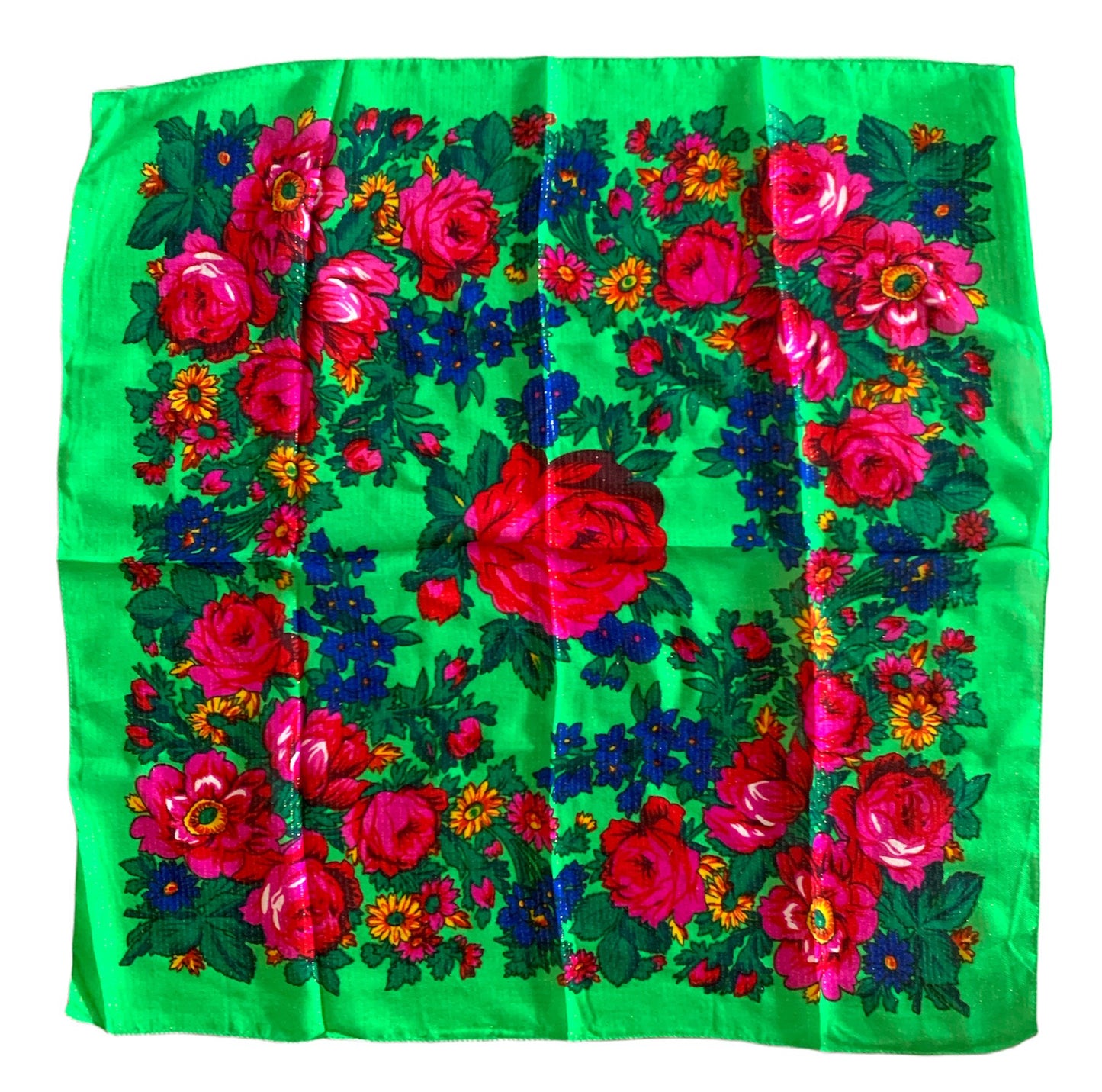 Metallic Flower scarf. Traditional Rose Print,  Accessories,Floral Scarf,Native American Style