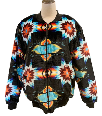 Super Soft Southwest-Inspired Native Zip-Up Bomber Jacket