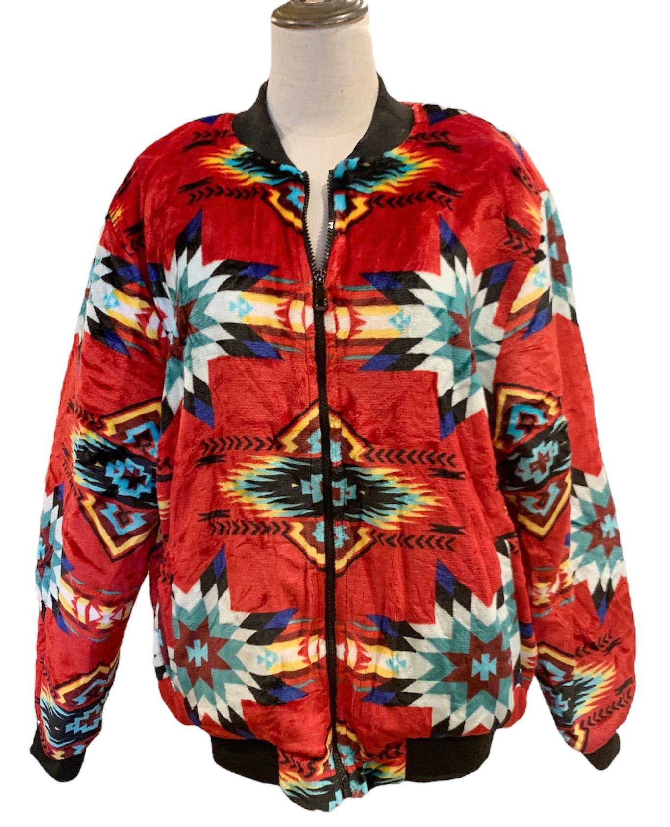 Super Soft Southwest-Inspired Native Zip-Up Bomber Jacket