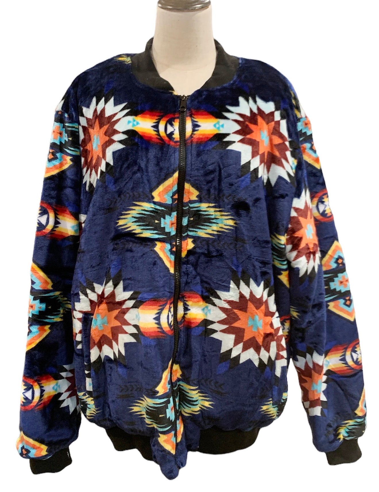 Super Soft Southwest-Inspired Native Zip-Up Bomber Jacket