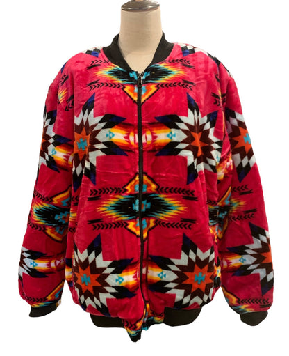 Super Soft Southwest-Inspired Native Zip-Up Bomber Jacket