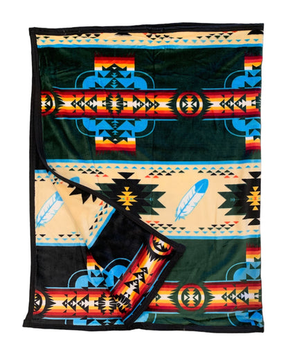 Native American Style Design Super Soft Feather Reversible Blanket