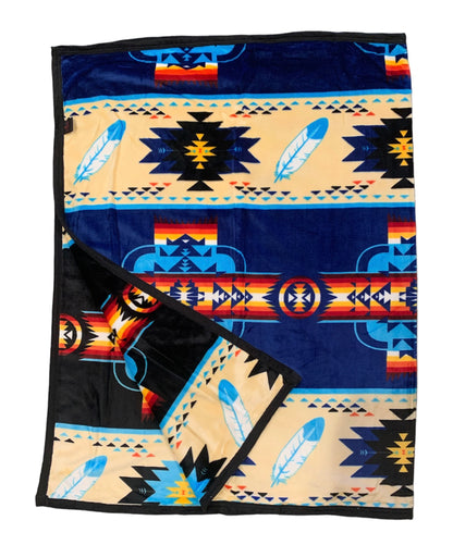 Native American Style Design Super Soft Feather Reversible Blanket