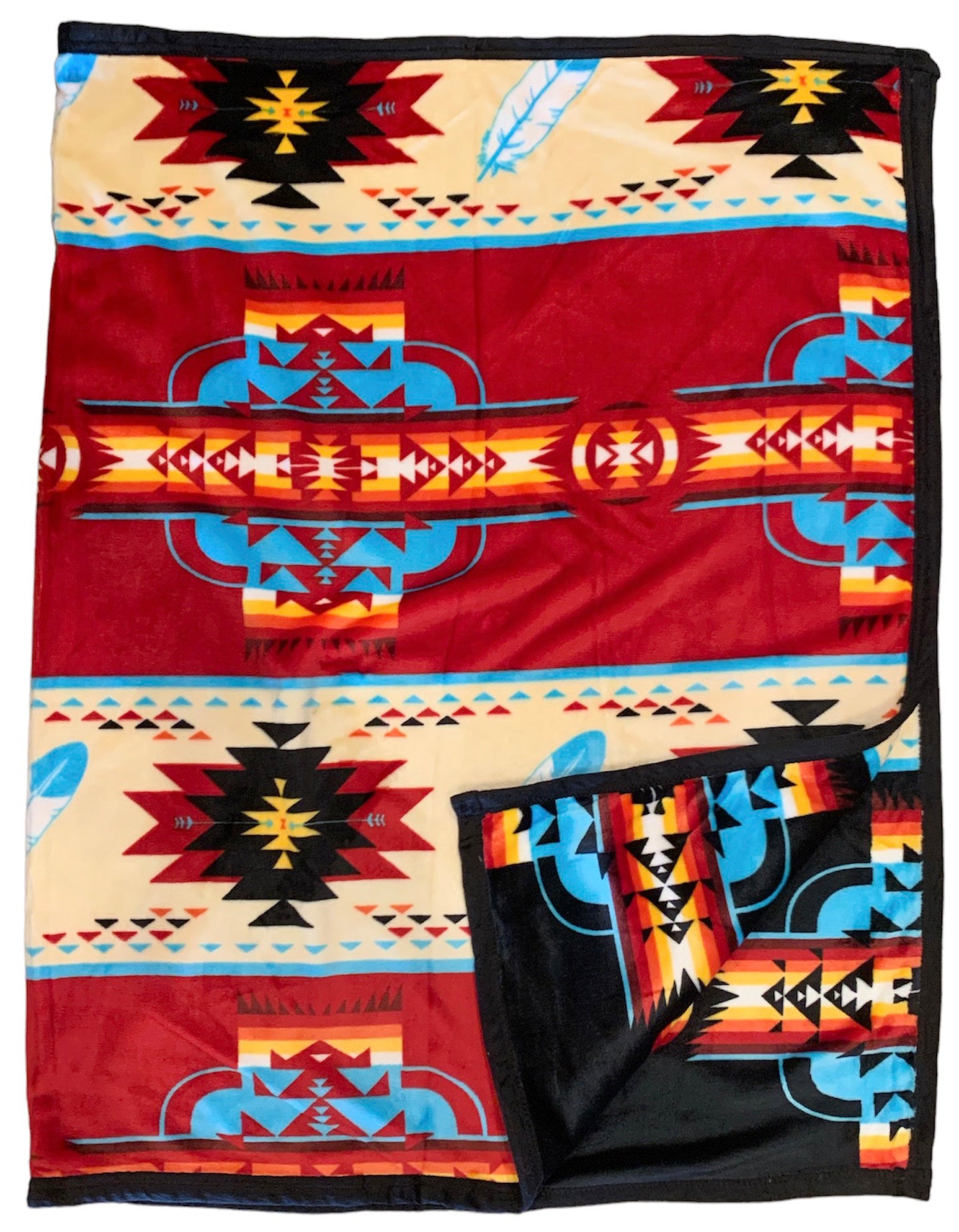 Native American Style Design Super Soft Feather Reversible Blanket