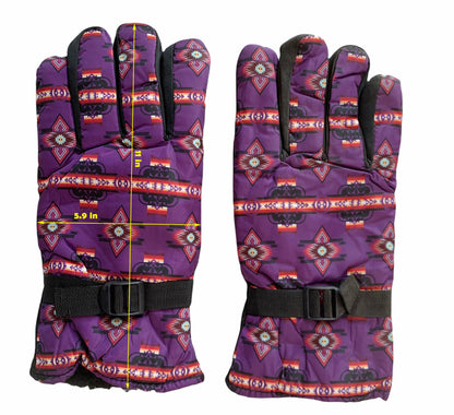 Native American Style Design Winter Outdoor Thick Waterproof Gloves