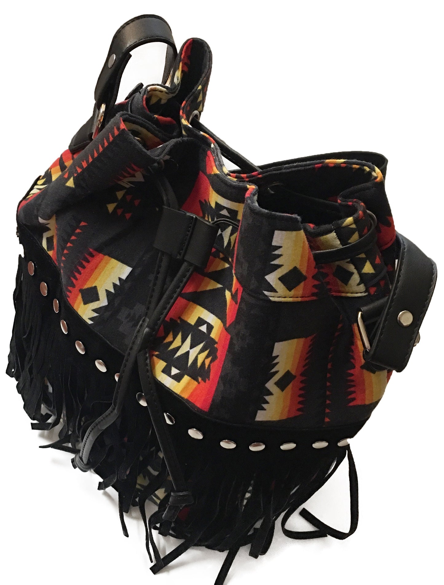 southwest style design bucket bag with fringe