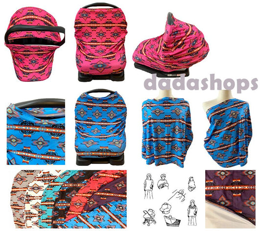 Southwest Native Style Baby Car Seat Cover Breastfeeding Multi-Use Canopy Nursing for Infant Stretchy