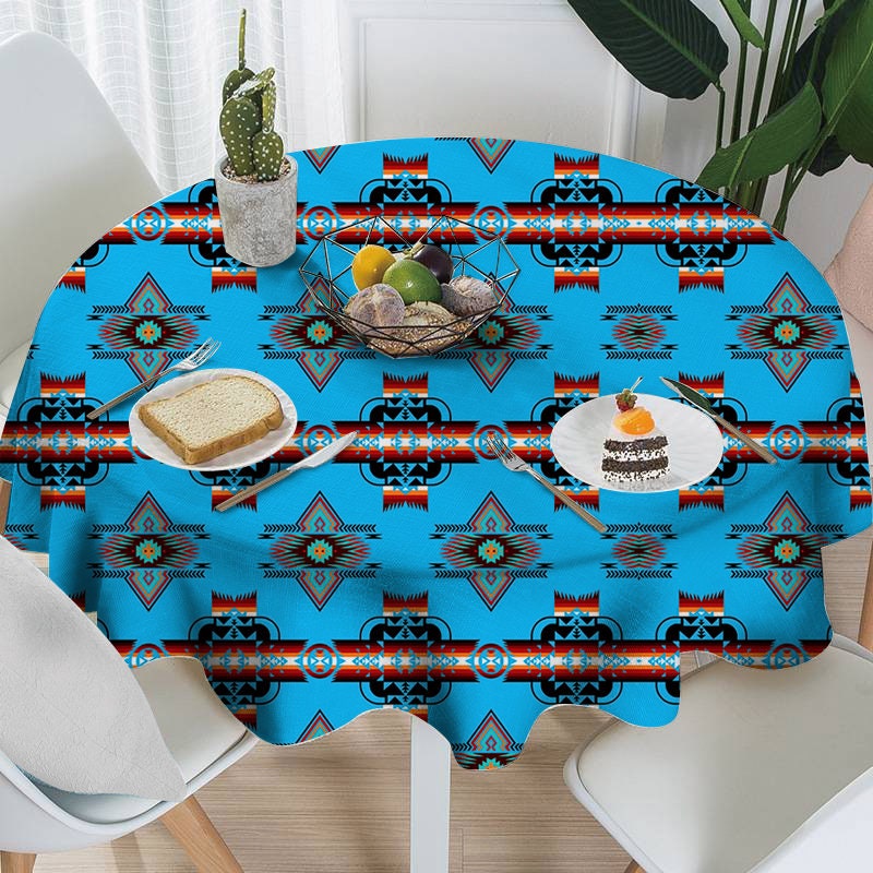 southwest style design 2-4 people round tablecloth washable outdoor and indoor