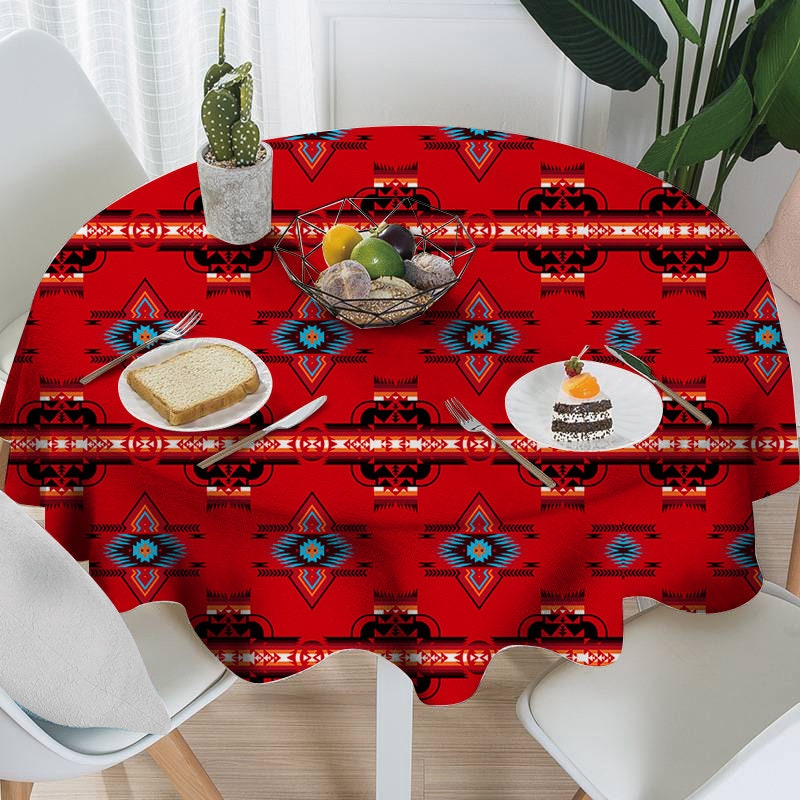 southwest style design 2-4 people round tablecloth washable outdoor and indoor