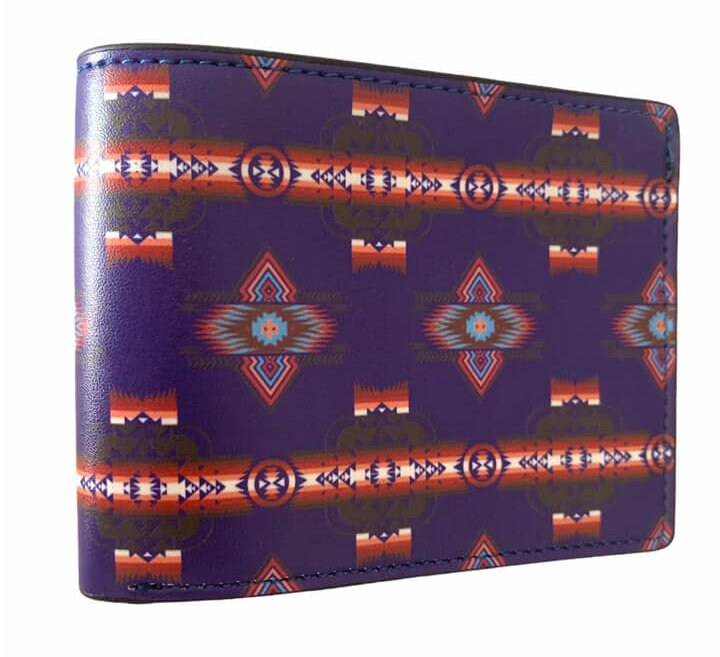 southwest native style design Men's Leather Bifold ID Card Holder Purse Wallet