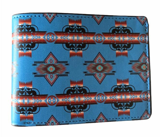 southwest native style design Men's Leather Bifold ID Card Holder Purse Wallet