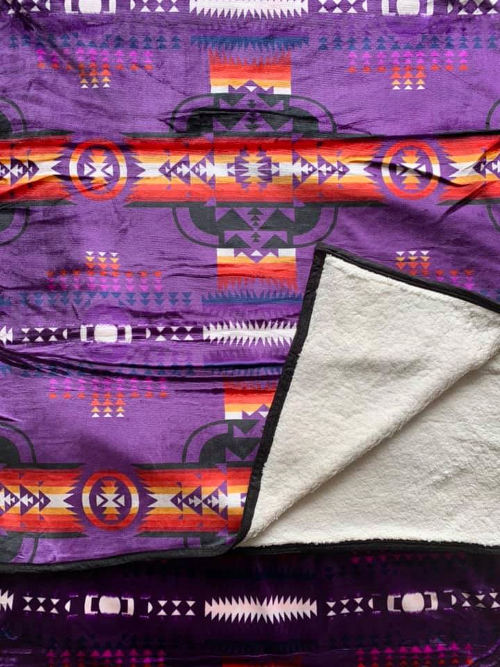 Southwest native Style Design king size super soft plush sherpa blanket