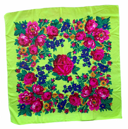 Metallic Flower Shawl ,Flower scarf.  Traditional Rose Print,  Accessories,Native American Style