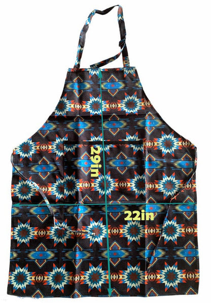 southwest Native style design Kitchen Apron, Glove, and Potholder Fish with Pockets