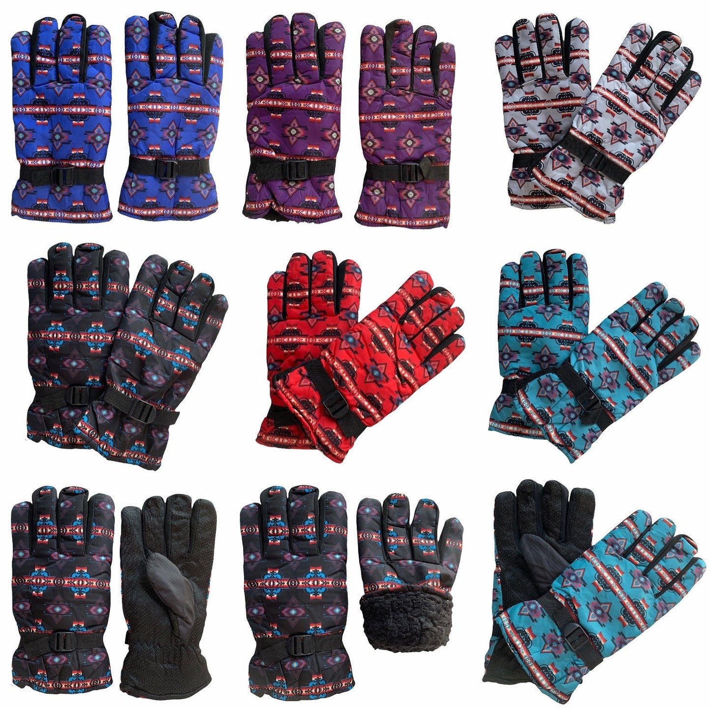 Native American Style Design Winter Outdoor Thick Waterproof Gloves