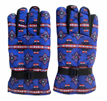 Native American Style Design Winter Outdoor Thick Waterproof Gloves