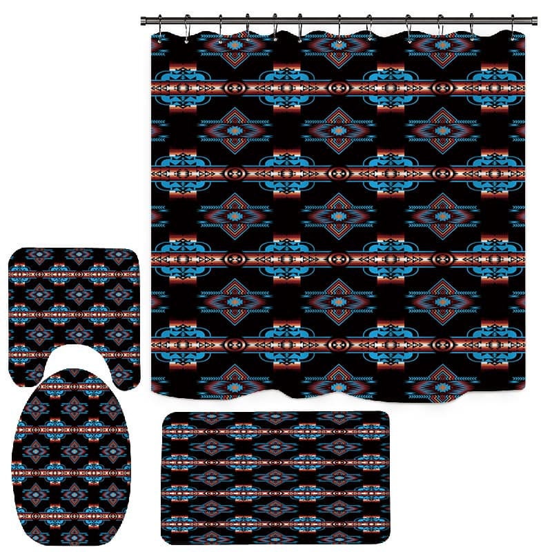 Native American Style Design Rug and Curtain Sets, Mats Sets , Home decor, Bathroom Sets