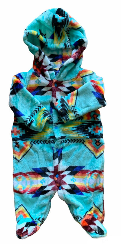 Native American Style Design Super Soft Baby Hooded one-piece