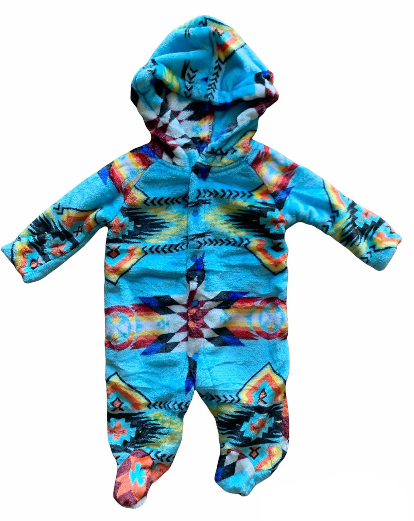 Native American Style Design Super Soft Baby Hooded one-piece