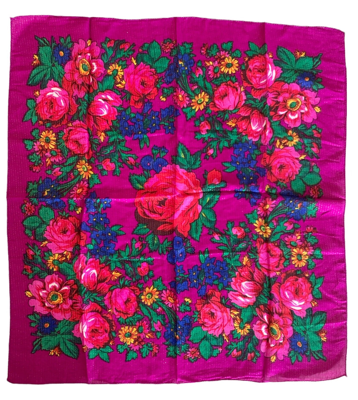 Metallic Flower scarf. Traditional Rose Print,  Accessories,Floral Scarf,Native American Style