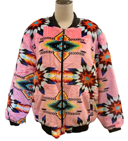 Super Soft Southwest-Inspired Native Zip-Up Bomber Jacket