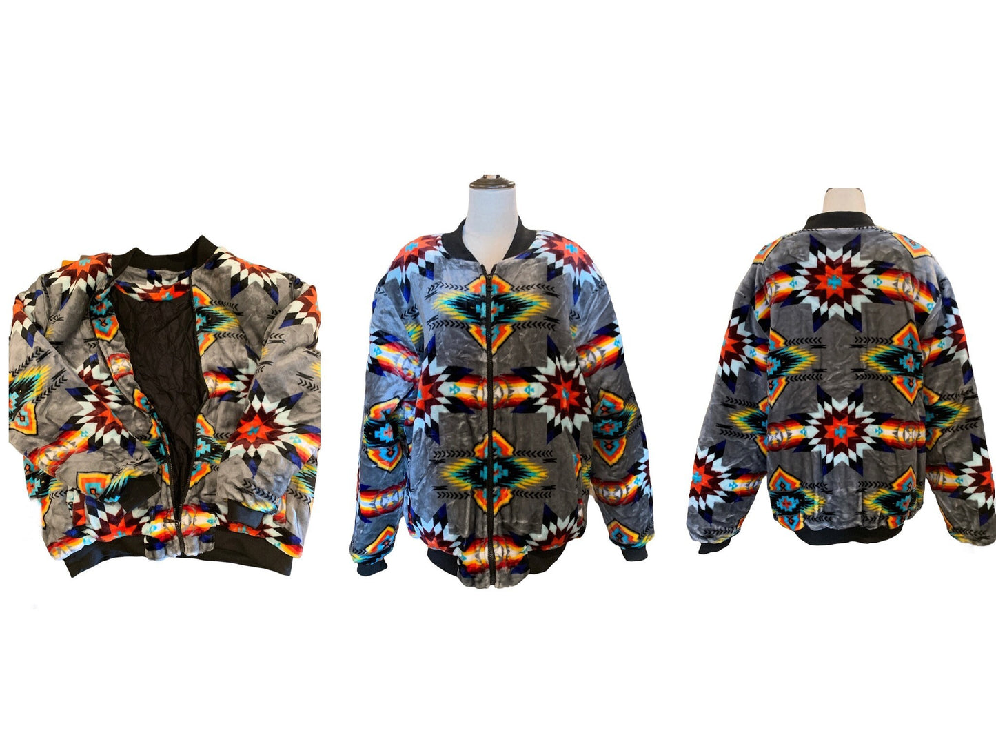 Super Soft Southwest-Inspired Native Zip-Up Bomber Jacket