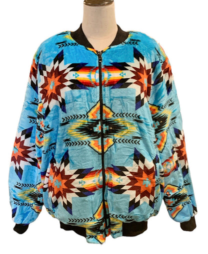 Super Soft Southwest-Inspired Native Zip-Up Bomber Jacket