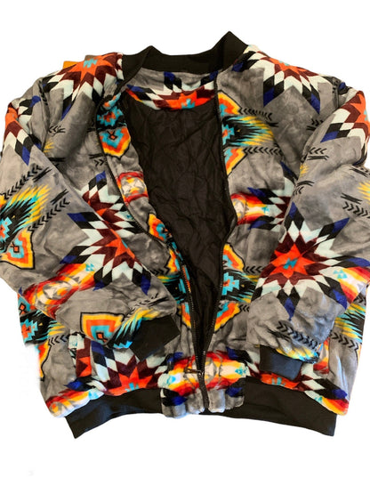 Super Soft Southwest-Inspired Native Zip-Up Bomber Jacket