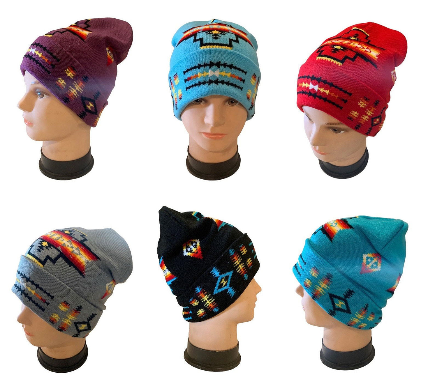 Native American Style Design Unisex Soft Stretch Folded Beanie Glove Set