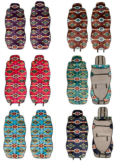 Native American Style Design Super Soft Warm Car Seat cover 2 Ps