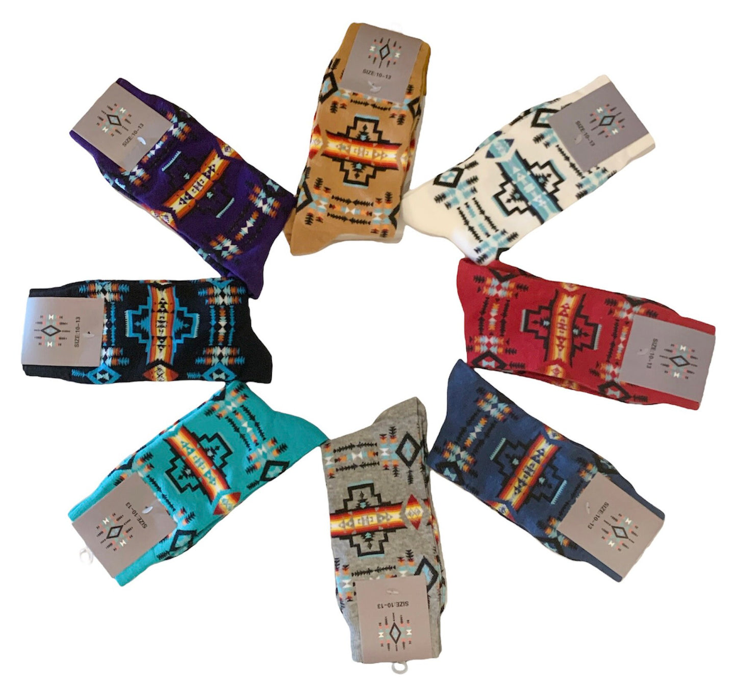 Native American Style Design New Diamond Adult Unisex Socks (9-13)