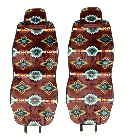 Native American Style Design Super Soft Warm Car Seat cover 2 Ps