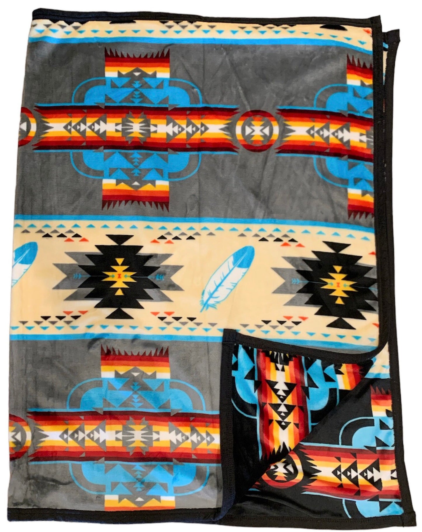 Native American Style Design Super Soft Feather Reversible Blanket