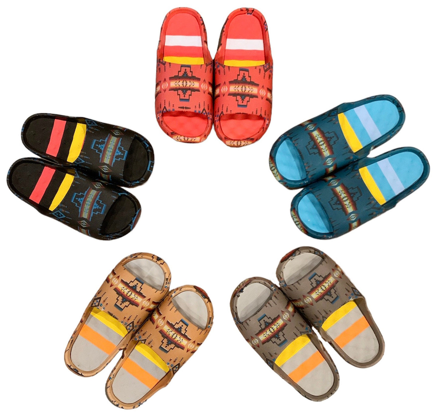 Native American Style Design Slide sandals/slippers For Men and Women