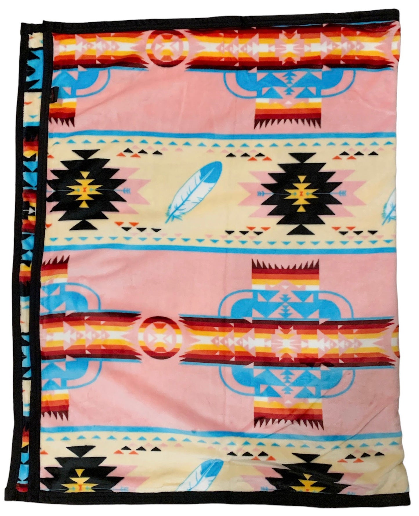 Native American Style Feather Design Super Soft Plush Reversible Kids Blanket