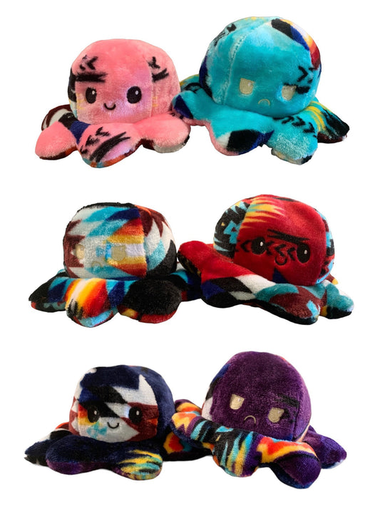 Southwest native style design Octopus Plush Reversible Flip Stuffed Toy Soft Animal  small size