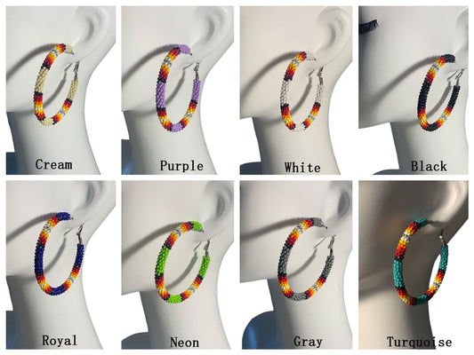 Southwest Style Beaded Boho Hoop Earrings More Colors