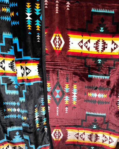 Southwest Native Style Design King Size Super Soft Plush Reversible  Blanket