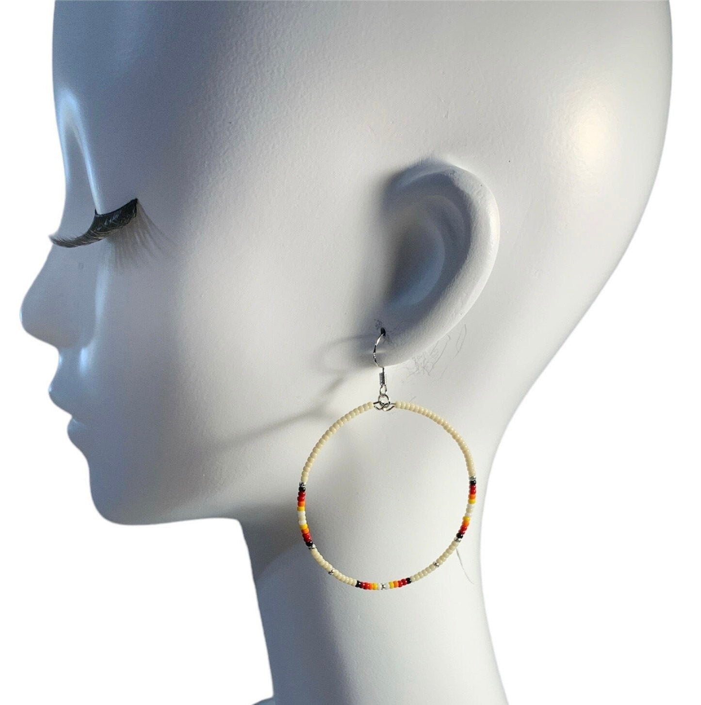 Native American Style Beaded Hoop Earrings