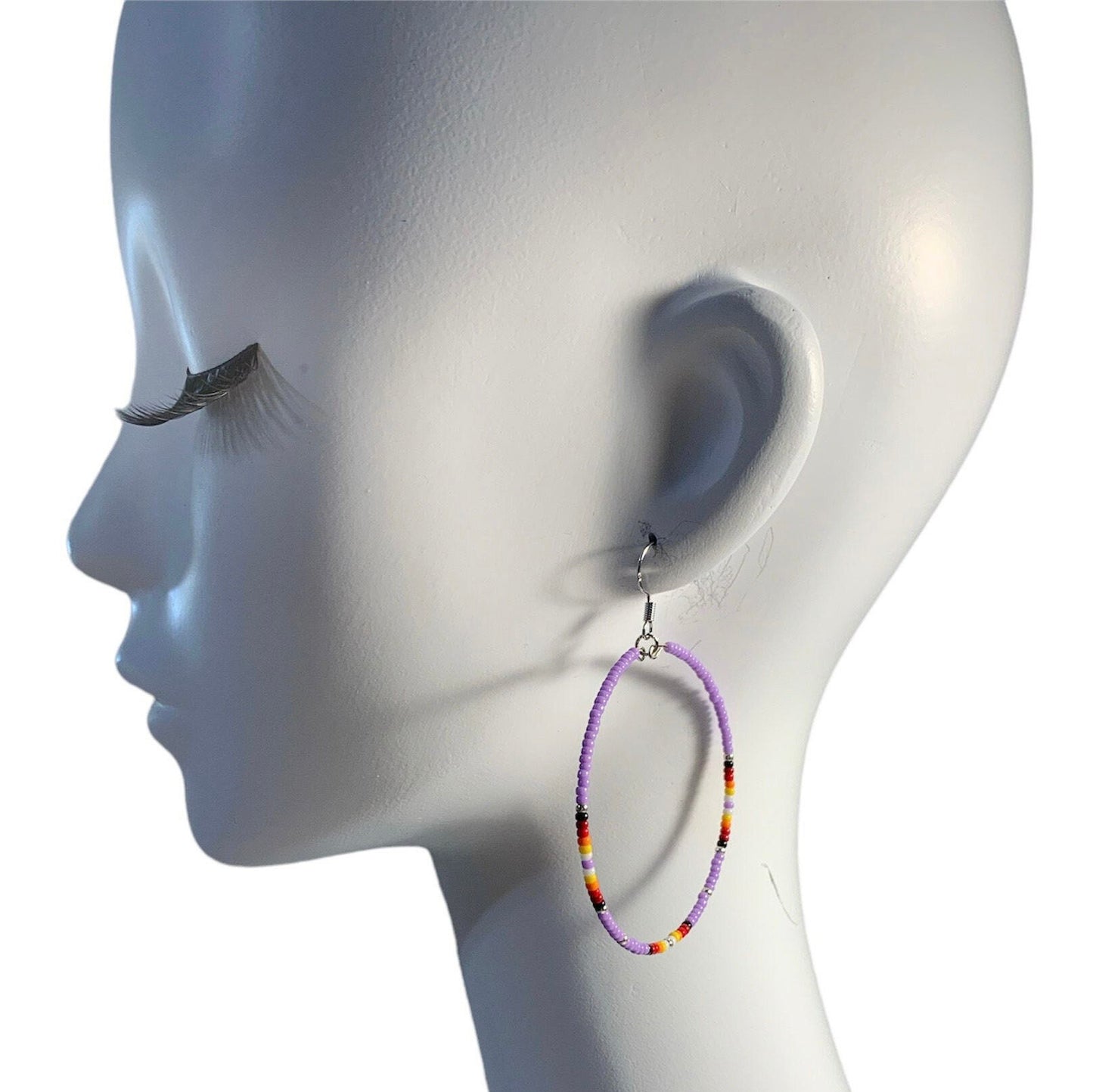 Native American Style Beaded Hoop Earrings